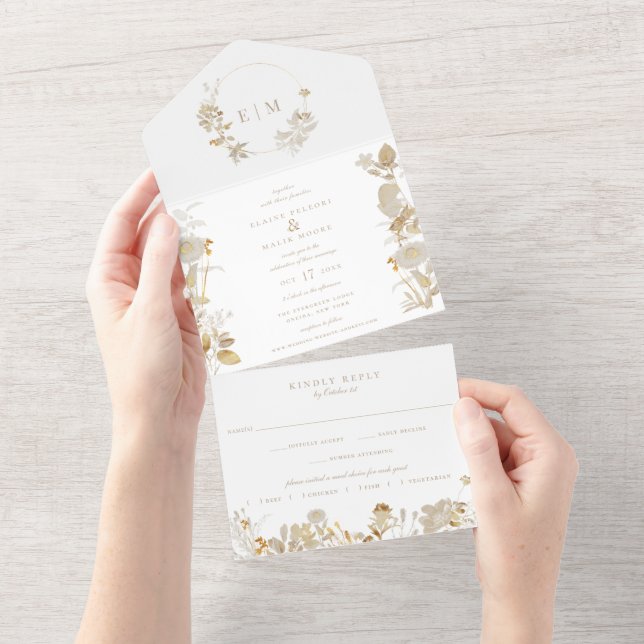 Opulent Gilded Garden Wedding All In One Invitation (Tearaway)