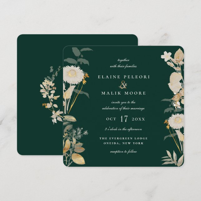 Opulent Gilded Garden Wedding Invitation (Front/Back)