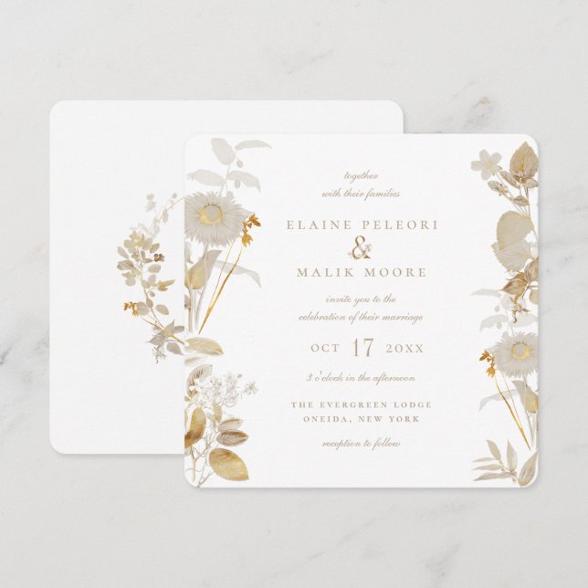 Opulent Gilded Garden Wedding Invitation (Front/Back)