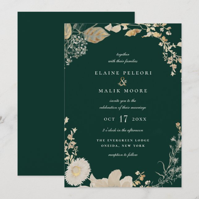 Opulent Gilded Garden Wedding Invitation (Front/Back)