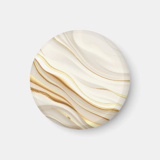 "Opulent Gold and Cream Marble Swirls" Magnet