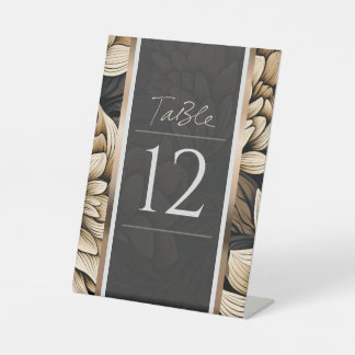Opulent Gold & Champagne Bloom Pedestal Sign