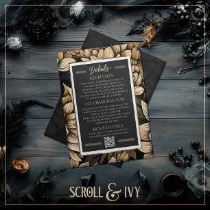 Opulent Gold & Champagne Bloom Wedding Details Invitation