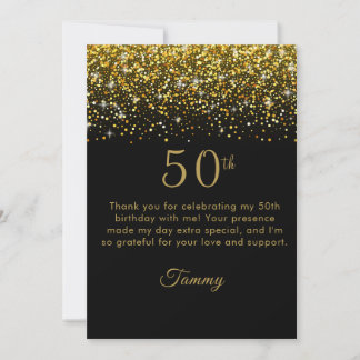 Opulent Gold Confetti 50th Birthday Thank You Card
