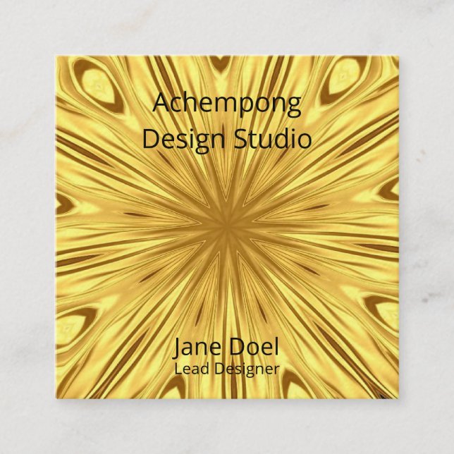 Opulent Gold Start Burst Swirl – Achempong Designe Square Business Card (Front)