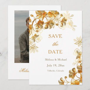 Opulent Gold White Floral Save The Date