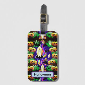 Opulent Halloween Spooky Pumpkins and Pattern  Luggage Tag