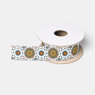 Opulent Maharaja India Star Flower Pattern Satin Ribbon