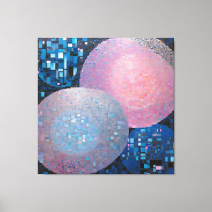 Opulent Ovals: Shades of Blue & Pink in Abstract Canvas Print