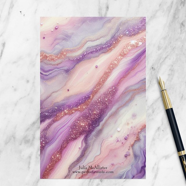 Opulent Pastel Agate and Geode with Golden Accents Stationery (Creator Uploaded)