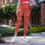 Opulent Red Leggings with Golden Chains<br><div class="desc">Do you love to dazzle and shine with your outfits? 💎 If so, you will love these glamourous red leggings from Lady’s Luxuries Co. These stunning leggings feature a complex pattern of golden chains on a red floral motifs background. It looks like a luxurious and opulent design 🌹🌟🔗 These leggings...</div>