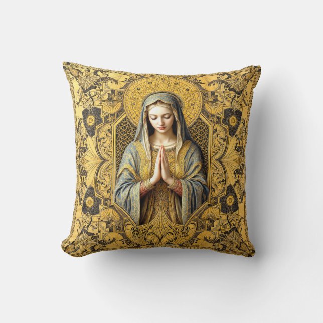 Opulent Reverence: The Holy Virgin Cushion (Front)