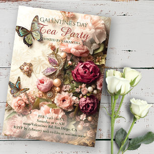 Opulent Rococo Butterfly Garden Galentine Florals Invitation