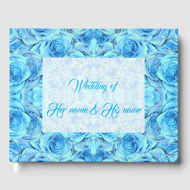 Opulent rose design in turquoise                   guest book (Front)
