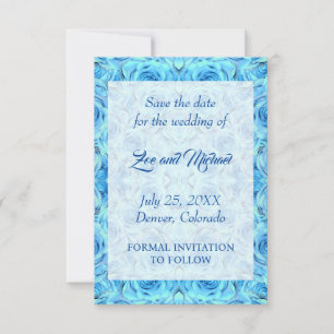 Opulent rose design in turquoise save the date