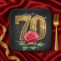 Opulent Rose Ornate Filigree Gold 70th Birthday