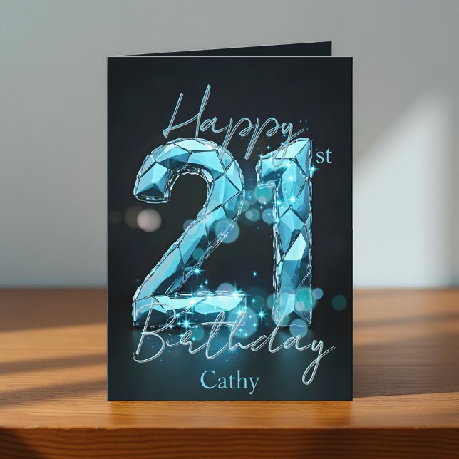 Opulent Sapphire Blue and Black 21st Birthday Card (Creator Uploaded)