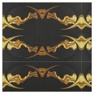 Opulent Swirl Black Gold Luxury Abstract Print Mat Fabric