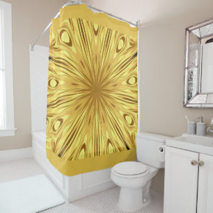 Opulent Swirl Crimson & Gold High-Drama Bath Style Shower Curtain