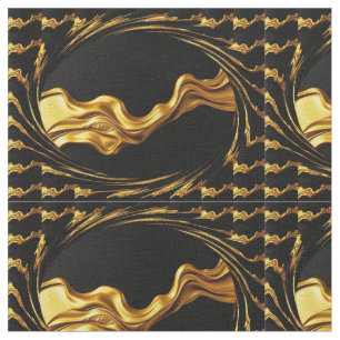 Opulent Swirl Full Gold Black Designer Upholstery  Fabric