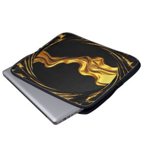 Opulent Swirl Liquid Gold Black Monochro Christian Laptop Sleeve