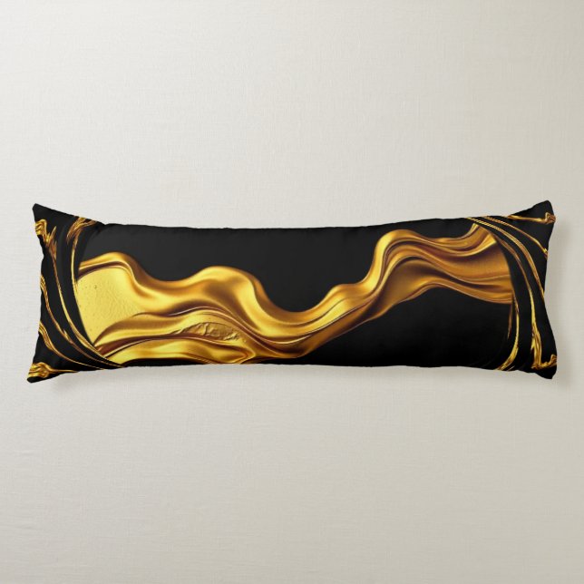 Opulent Swirl Liquid Gold Black Monochrome Christi Body Cushion (Front)
