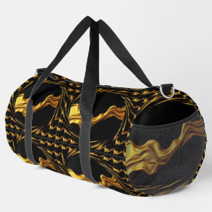 Opulent Swirl Liquid Gold Black Monochrome Christi Duffle Bag
