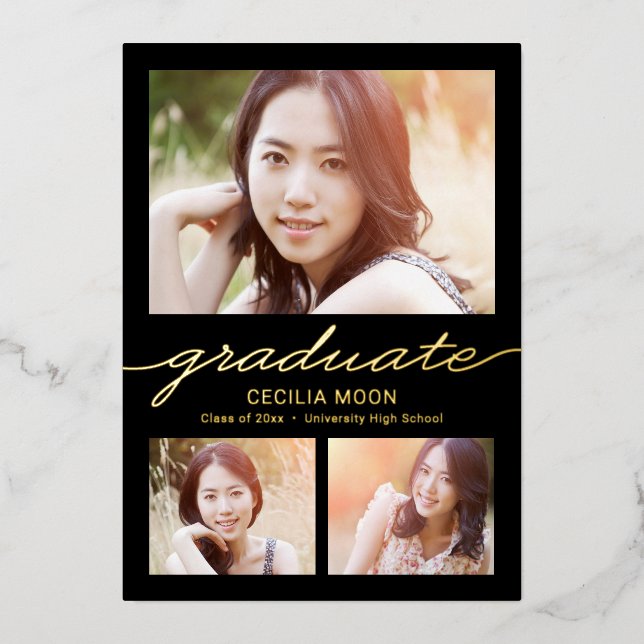Opulent Type Foil Graduation Announcement Invite (Front)