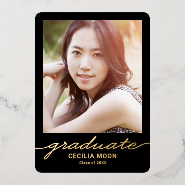 Opulent Type Foil Graduation Photo Invitation (Front)