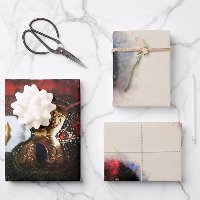 Opulent Venetian Carnival Mask Wrapping Paper  (Front)