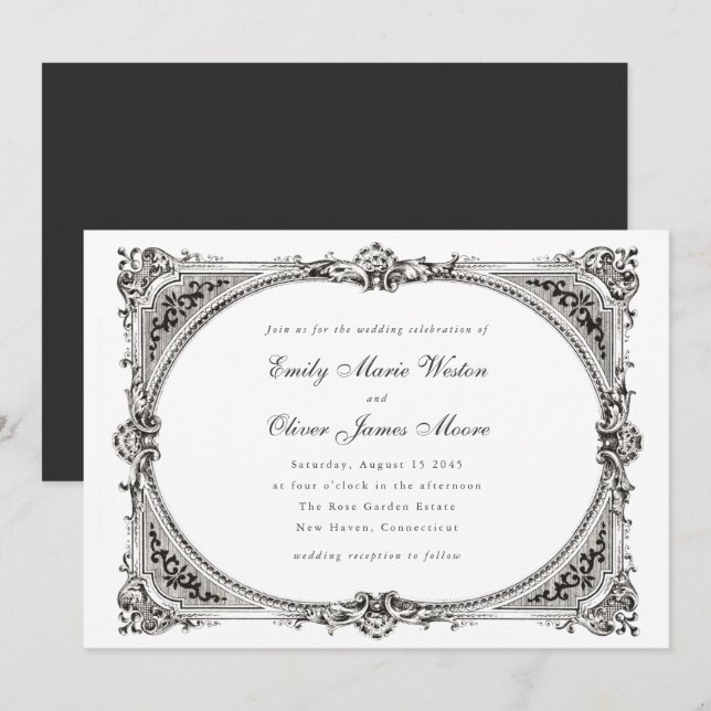 Opulent Vintage Frame Classic Formal Wedding Invitation (Front/Back)