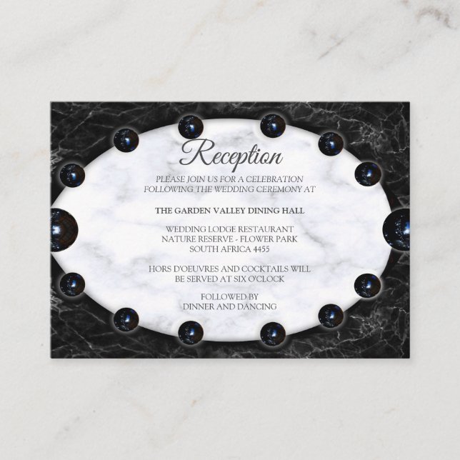 Opulent  White & Black Marble Spheres Enclosure Card (Front)