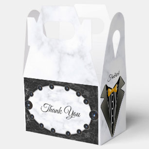 Opulent  White & Black Marble Spheres Favour Box