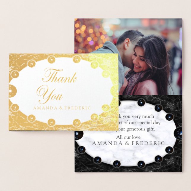 Opulent  White & Black Marble Spheres Foil Card (Display)