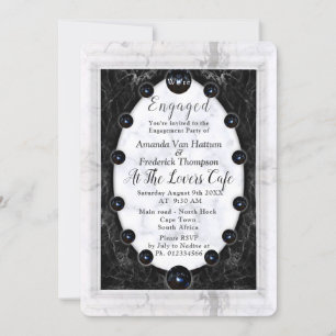 Opulent  White & Black Marble + Spheres Invitation