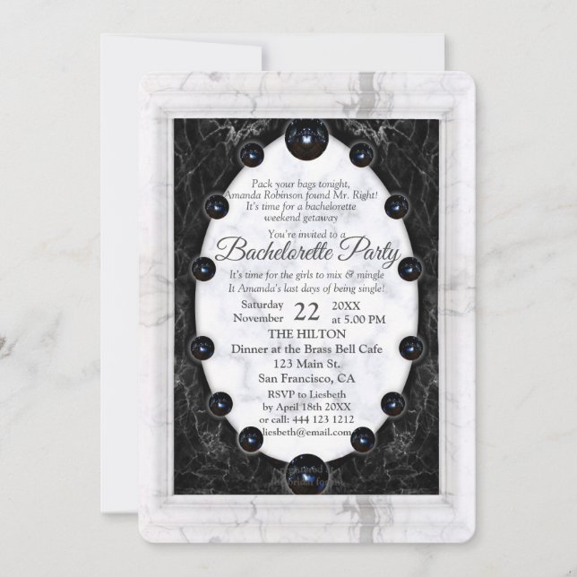 Opulent  White & Black Marble Spheres Invitation (Front)