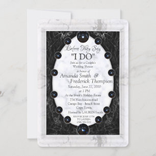 Opulent White & Black Marble + Spheres Invitation