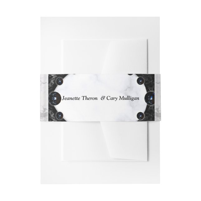 Opulent  White & Black Marble Spheres Invitation Belly Band (Front Example)