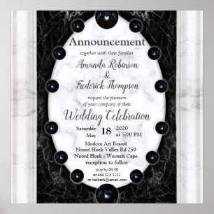 Opulent White & Black Marble Spheres Poster