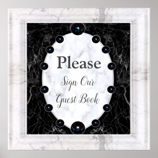 Opulent  White & Black Marble Spheres Poster (Front)