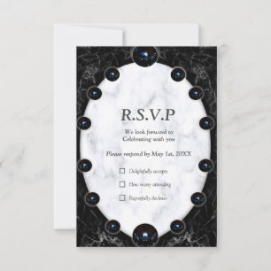 Opulent White & Black Marble Spheres RSVP Card