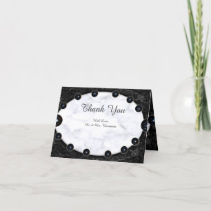 Opulent White & Black Marble Spheres Thank You Card