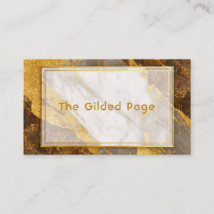 Opulent White Marble Gold Foil Geometric Luxury Business Card