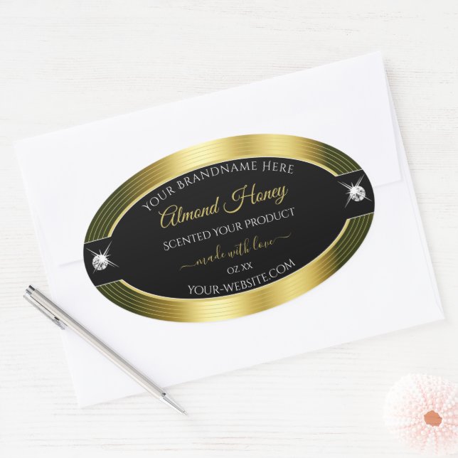 Opulently Black Gold Shiny Brilliant Product Label (Envelope)