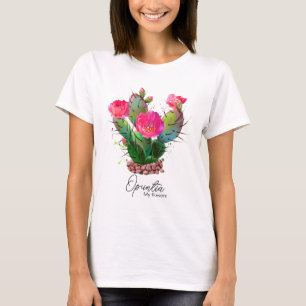 Opuntia blooming in stones T-Shirt