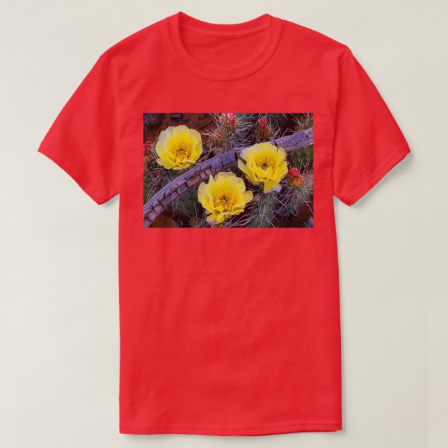 Opuntia Cactus Blooming T-Shirt (Design Front)
