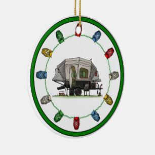 Opus 4 Pop Up RV Camper happy camper Ceramic Ceram Ceramic Tree Decoration