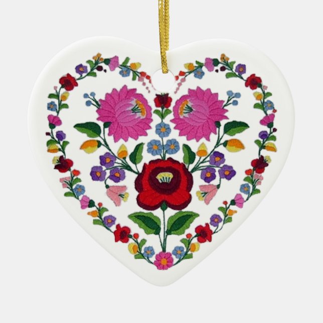 OPUS CHANGEABLE Hungarian Heart TBA Ceramic Tree Decoration (Front)