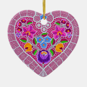 OPUS CHANGEABLE Lace Heart Ceramic Tree Decoration