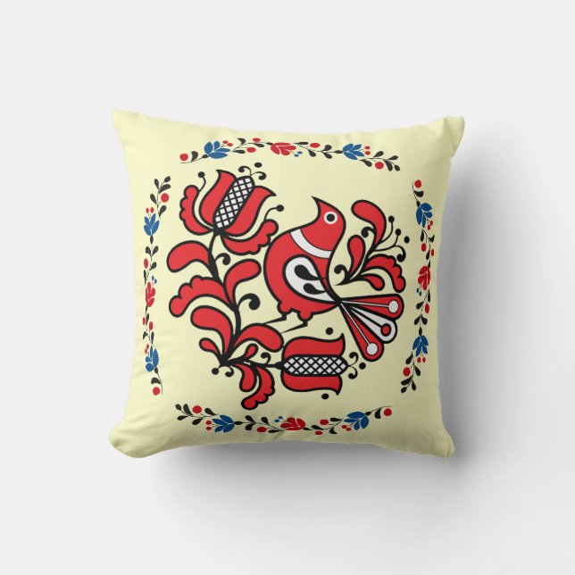 OPUS Hungarian Flower and Bird Embroidery Cushion (Front)